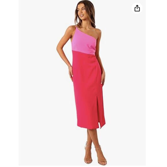 Petal & Pup Dresses & Skirts - Petal & Pup Women's Xiomar Dress Size 4 Pink One Shoulder Midi